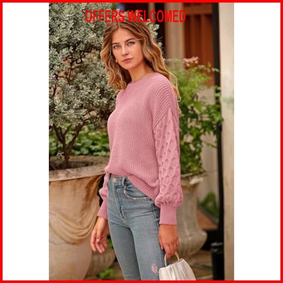 Chunky Knit Pullover Sweater, Loose Fit, Long Sleeve, Winter Casual Top - Picture 6 of 7